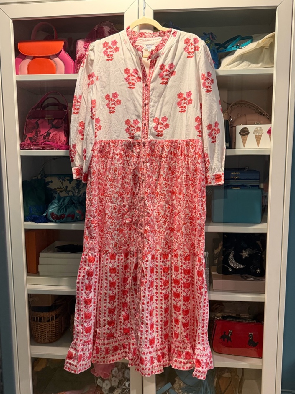 Pink City Prints Panama dress (red pink floral) NWOT